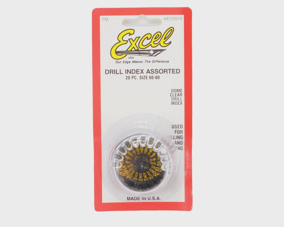 Excel 20-Piece Drill Set -- #61-80 Bits w/Dome Stand - EXL55510