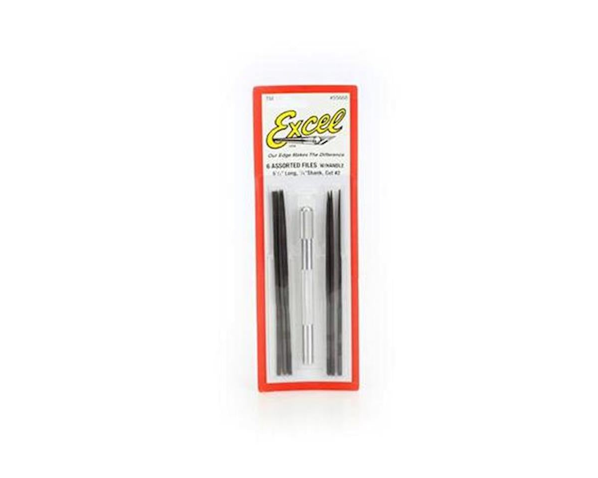 Excel 5 1/2" Long, Cut #2 Needle Files -- 6-Piece Assorted Set with Handle (Carded) - EXL55668