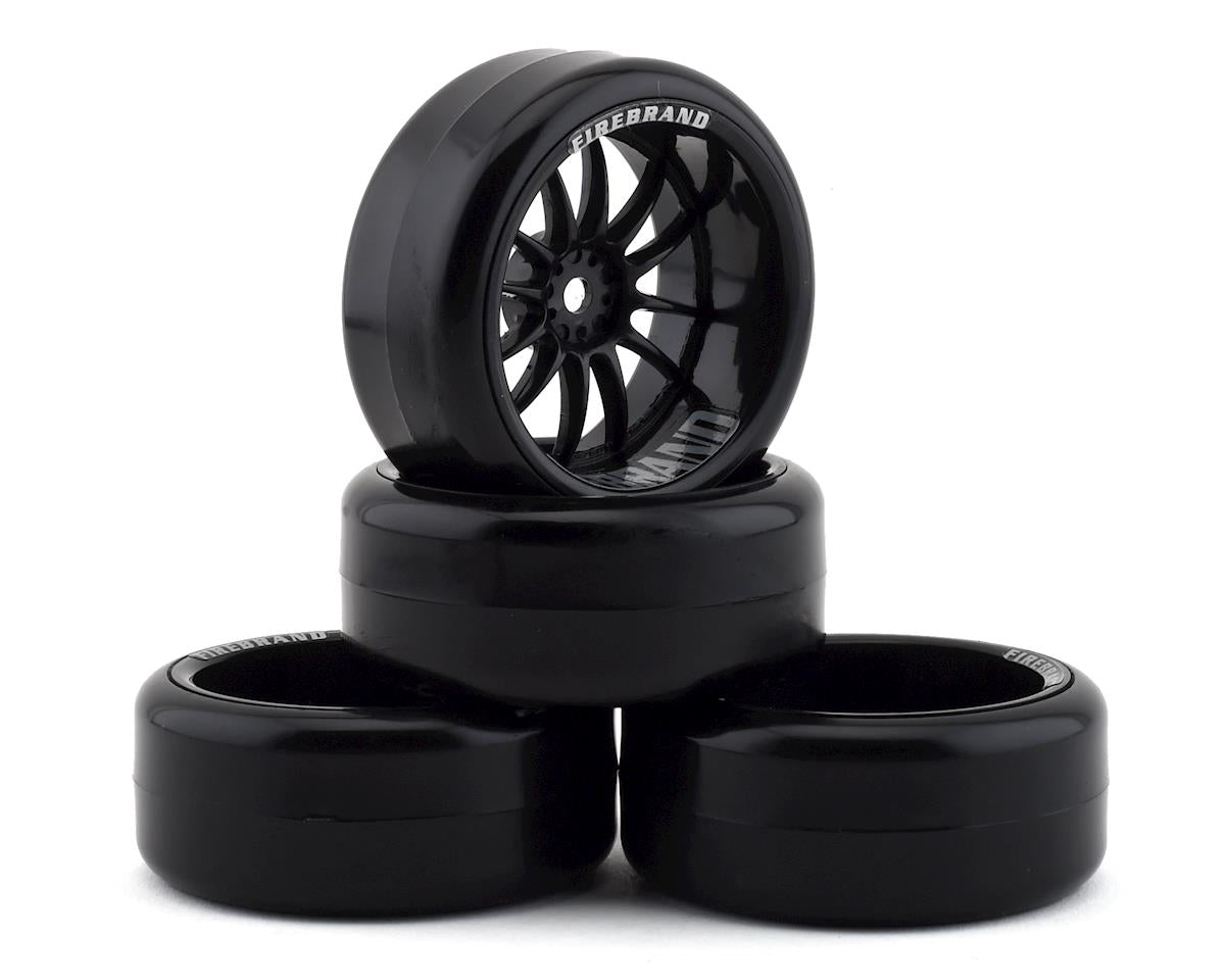 Firebrand RC Char D9 Pre-Mounted Slick Drift Tires (4) (Black) w/FireSickle Tires, 12mm Hex & 9mm Offset - FBR1WHECHR092