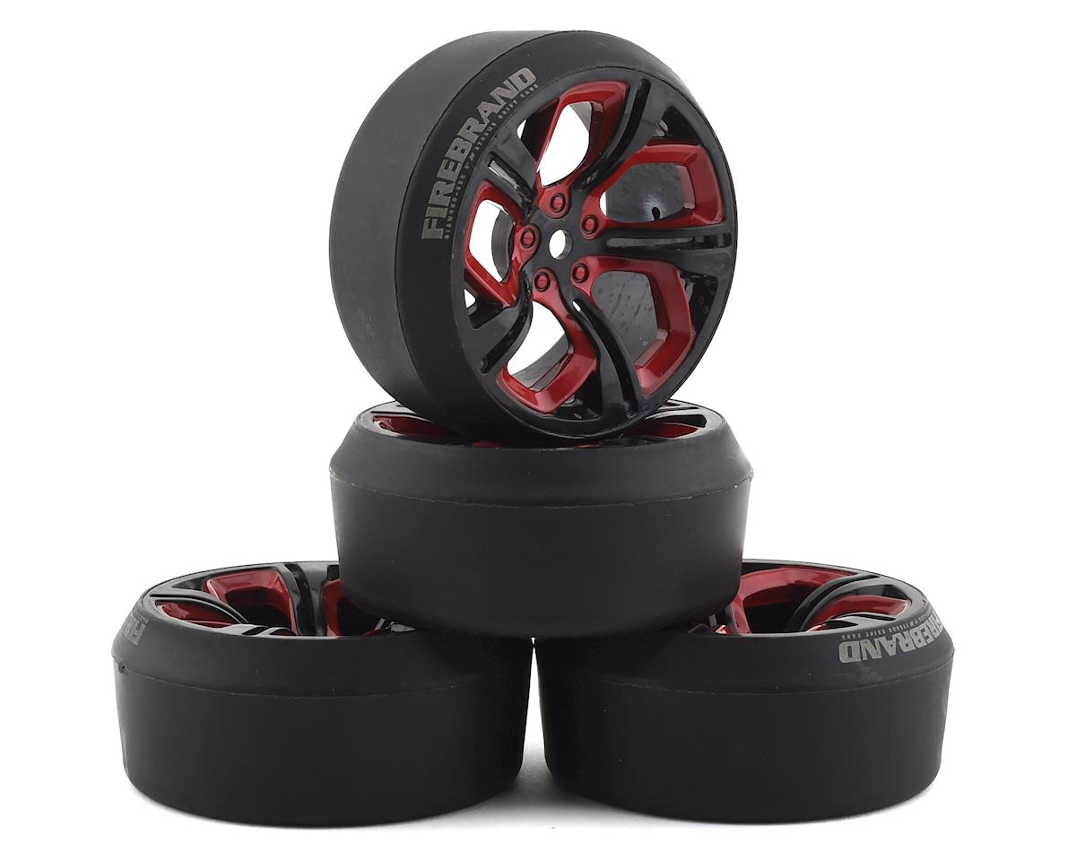 Firebrand RC Hydra XDR3 5° Pre-Mounted Slick Drift Tires (4) (Red/Black) w/Diamond Tires, 12mm Hex & 3mm Offset - FBR1WHEHYD503