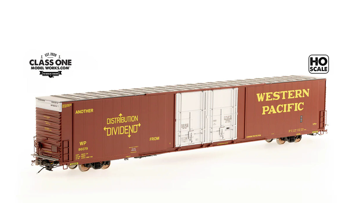 THRALL 86' HIGHCUBE BOXCAR - 4 DOOR - WESTERN PACIFIC - #86079