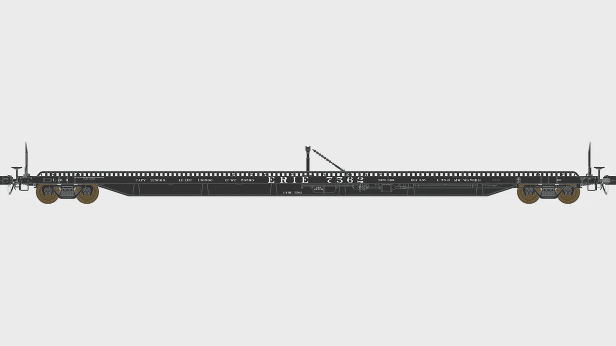 Class One Model Works HO F39 Flatcar 75' - Erie 7571