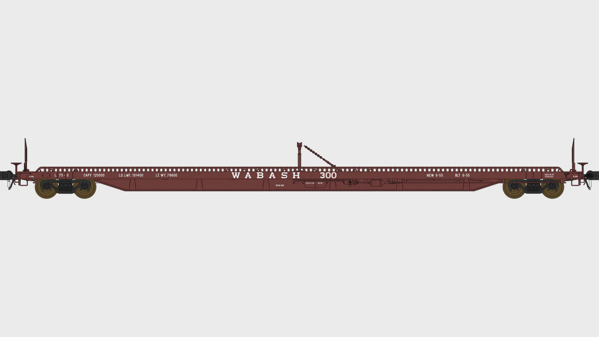 Class One Model Works HO F39 Flatcar 75' - Wabash 313