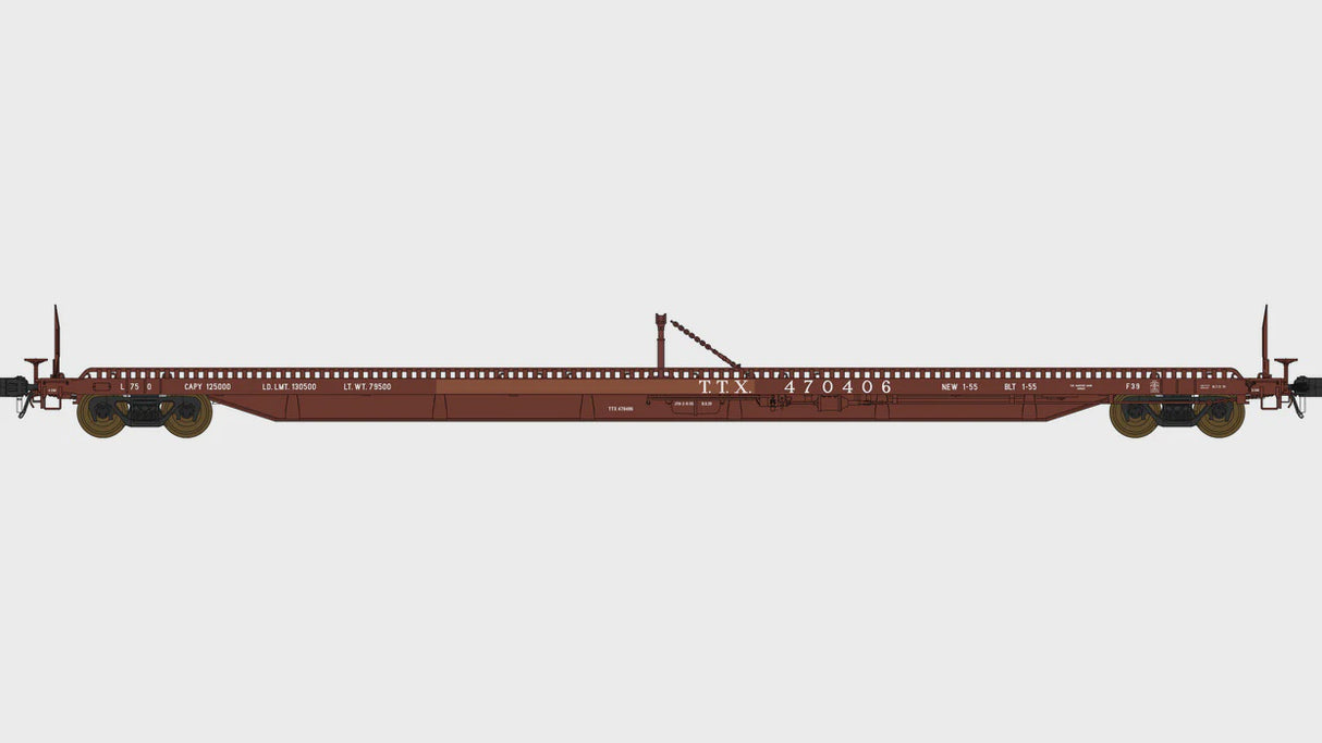Class One Model Works HO F39 Flatcar 75' - Trailer Train - T.T.X. 470442