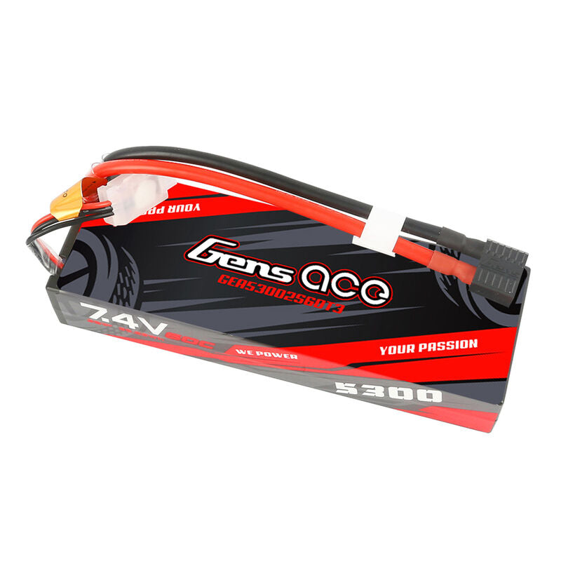 Gens Ace 7.4V 5300mAh 60C 2S1P HardCase Lipo: EC3, Deans - GEA53002S60T3