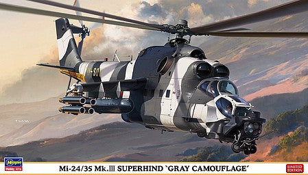 Hasegawa 1/72 MI24/35 MK III SUPERHIND GRAY CAMOUFLAGE ATTACK HELICOPTER - HSG2297
