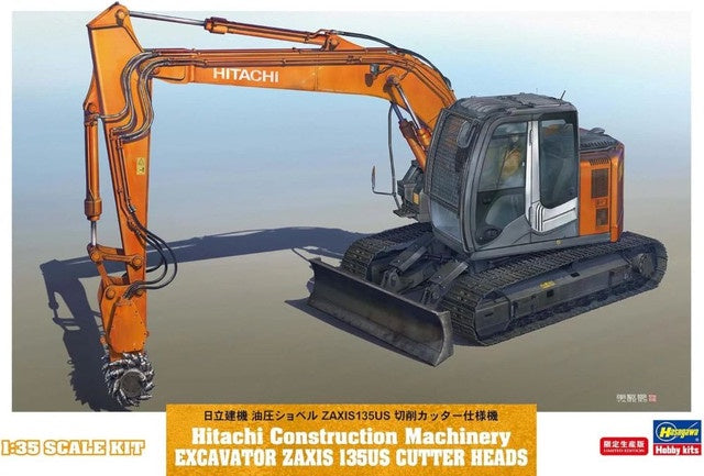 Hitachi Zaxis 135US Cutter Heads Excavator Construction Machinery (Ltd Edition) 1/35 Hasegawa
