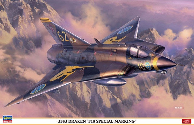 J35J Draken F10 Special Markings Swedish Jet Fighter (Ltd Edition) 1/48 Hasegawa