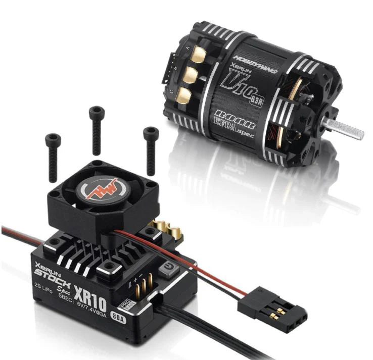 Hobbywing XR10 Pro Stock Spec Combo - XR10 Stock Spec 2S + V10 G3R 13.5T Sensored Brushless Motor - HWI38020307