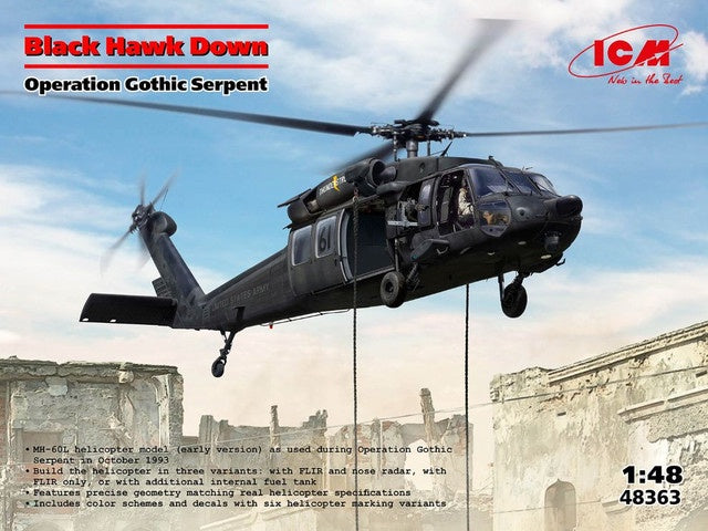 US Black Hawk Down MH-60L Helicopter Operation Gothic Serpent 1/48 ICM Models