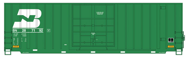 Intermountain Railway HO Gunderson 50' Hi-Cube Plug-Door Boxcar Modern Ends - Ready to Run - Value Line -- Burlington Northern (90s Scheme, Cascade Green, white)