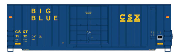 Intermountain Railway HO Gunderson 50' Hi-Cube Plug-Door Boxcar Modern Ends - Ready to Run - Value Line -- CSX (blue, yellow, Big Blue Markings)