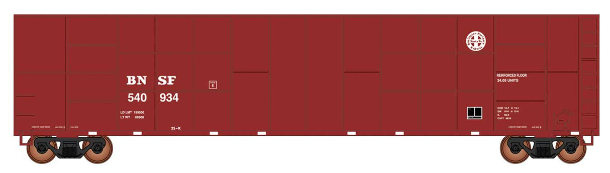 Gunderson-FMC Exterior-Post Wood Chip Gondola - Ready to Run -- Burlington Northern Santa Fe (Boxcar Red, Small Circle-Cross Logo)