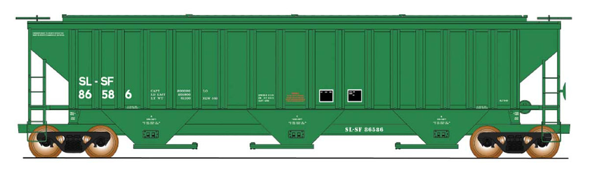Intermounain Railway PS2CD 4750 Cubic Foot 3-Bay Covered Hopper - Ready to Run -- St. Louis-San Francisco (Cascade Green, Reporting Marks Only) - IMR453119