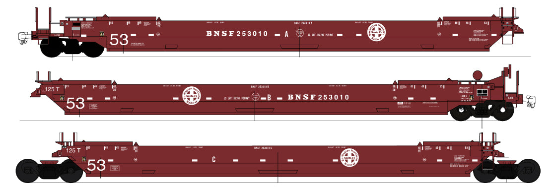 Intermountain HO Maxi IV Stack Car 3 Unit -- Burlington Northern Santa Fe