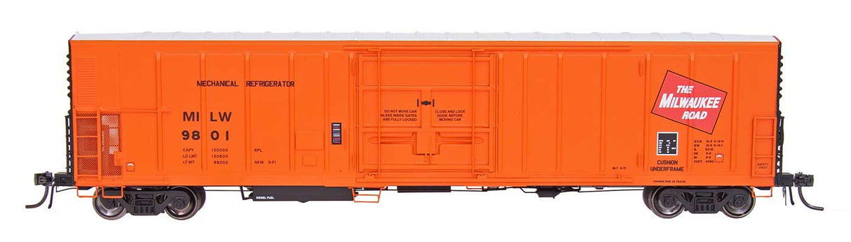 Intermounain Railway HO R-70-20 Mechanical Reefer - Ready to Run -- Milwaukee Road (orange, white, red)