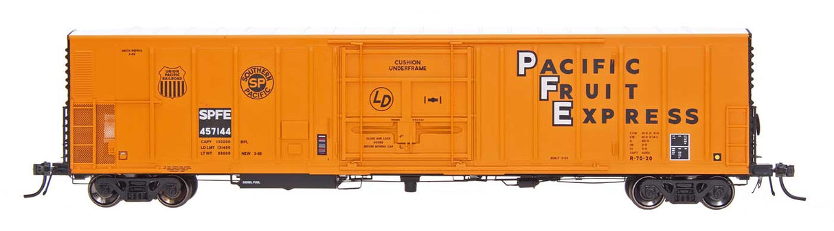Intermounain Railway HO R-70-20 Mechanical Reefer w/Keystone Underframe & Early Roof - Ready to Run -- Southern Pacific Fruit Express SPFE (Restencil, orange, black Number Field)