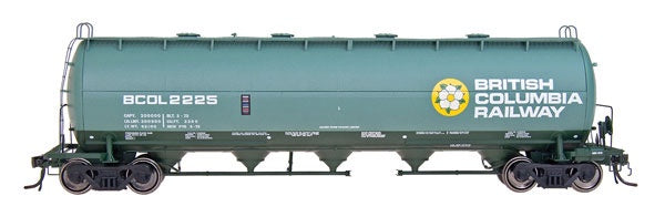 Intermountain Railway HO Procor Pressure-Flow Hopper - Ready to Run -- British Columbia Railway (green, yellow, white, Large Dogwood Logo)