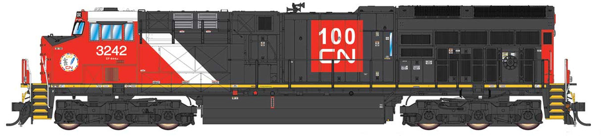 GE ET44AH Tier 4 - LokSound and DCC -- Canadian National (black, red, white, 100th Anniversary Logo)