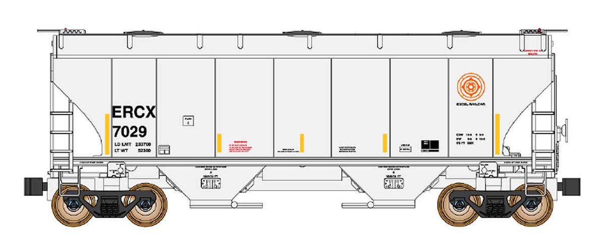 Trinity 3281 2-Bay Covered Hopper - Ready to Run -- Excel Railcar (ERCX)