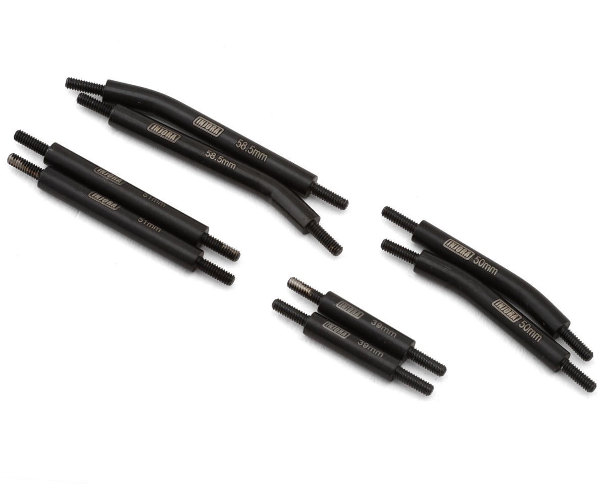 Injora Axial SCX24 Stainless Steel High Clearance Suspension Links Set (Black) (132mm Wheelbase) (C10/JLU/Bronco/Base Camp/4Runner)