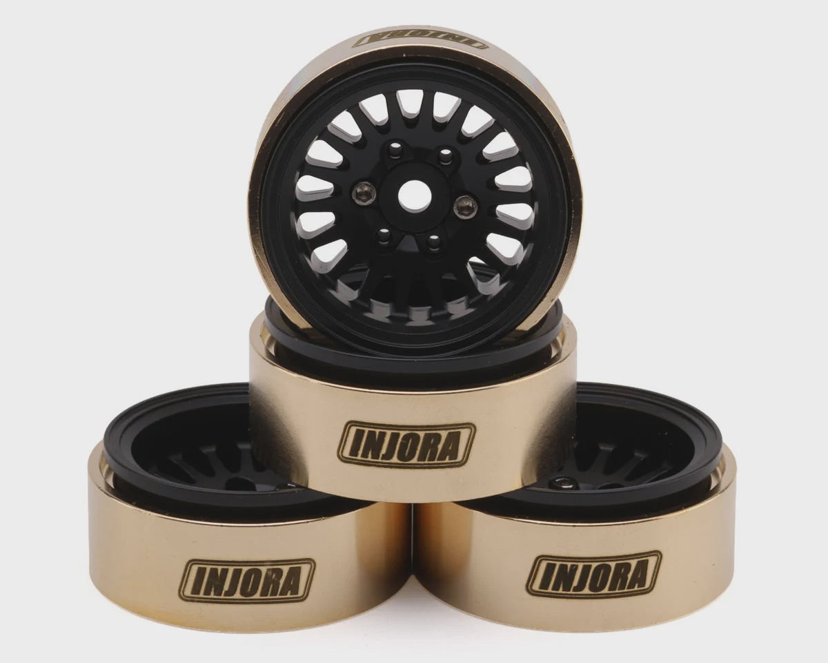 Injora 1.0" Brass Multi-Spoke Micro Crawler Beadlock Wheels (Black) (41g ea) (4)
