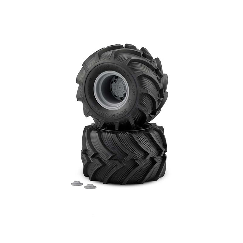 JConcepts Fling King Tire, Yllw Cmpnd, Slvr #3414S Wheel (2) - JCO30844099