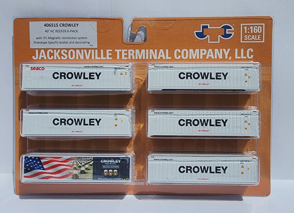 Crowley Scheme(s) 40' HC Reefer Set (6 reefers) N-scale 1:160 JTC# 406515
