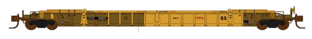 Jacksonville Terminal N DTTX NSC 53' well car Class NWF13 - 17 Post (Weathered & Patched) w/stripes, small Red TTX 659751