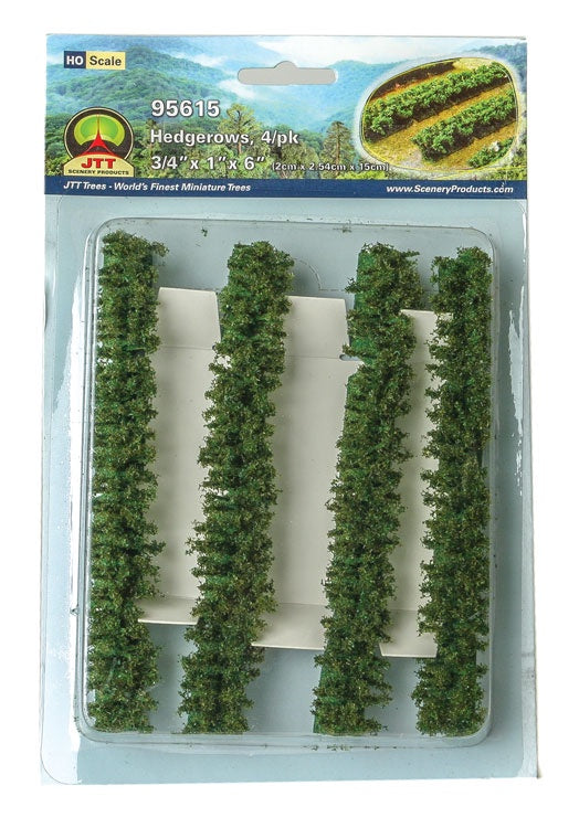 JTT Miniature Tree Hedgerows -- 3/4 x 1 x 6" pkg(4) - JTT95615