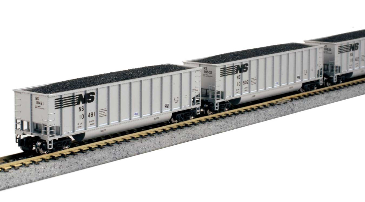 Kato 106-4634 N BethGon Coalporter 8-Pack - Ready to Run -- Norfolk Southern (silver, black, 2000s logo)