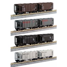 Kato ACF 2-Bay Covered Hopper pkg(8) - Ready-to-Run - 2 Each of 4 Roadnames -- Santa Fe; Chicago, Burlington & Quincy; Union Pacific; Chesapeake & Ohio - KAT1064700
