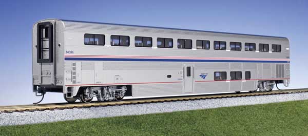 Kato Superliner 1 Coach - Ready to Run -- Amtrak #34026 (Phase VI, silver, blue red) - KAT1560981
