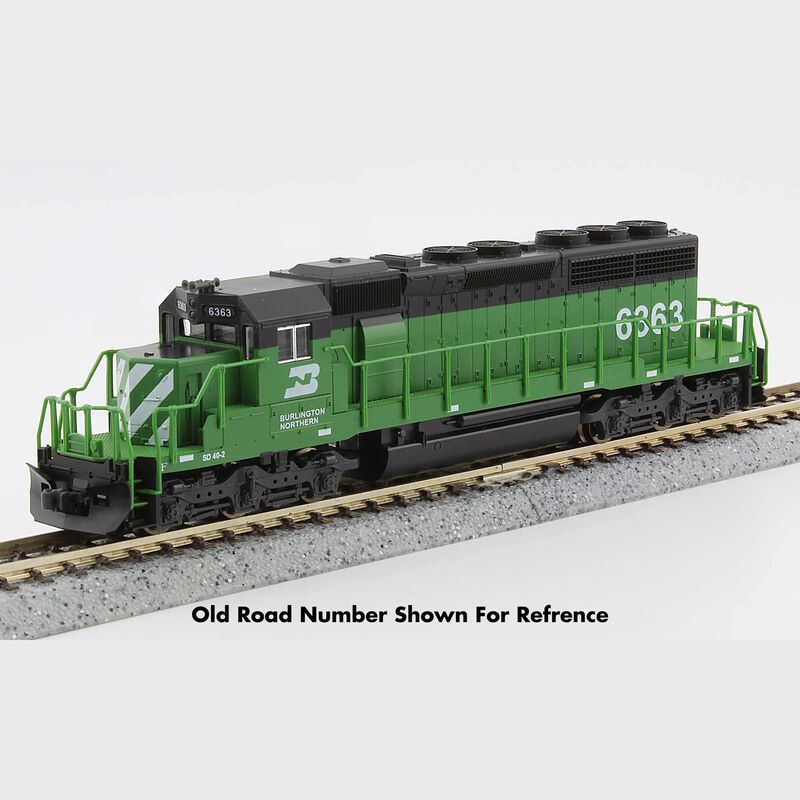Kato N EMD SD40-2 Early Production - DCC -- Burlington Northern #6361 (Cascade Green, black, white)