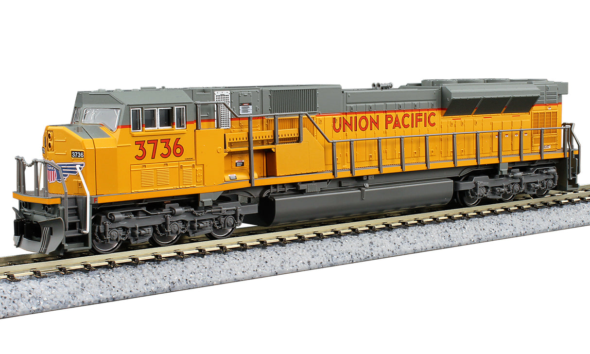 Kato N EMD SD90/43MAC - DCC Installed -- Union Pacific #3736 (Armour Yellow, gray, red)