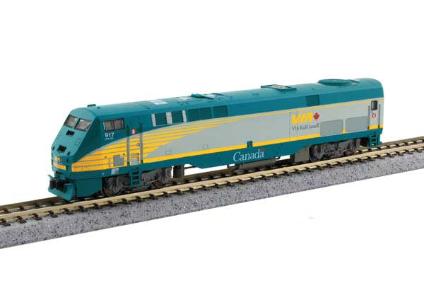 Kato 176-6043DCC N GE P42 Genesis - DCC -- VIA Rail Canada #917 (gray, teal, yellow)