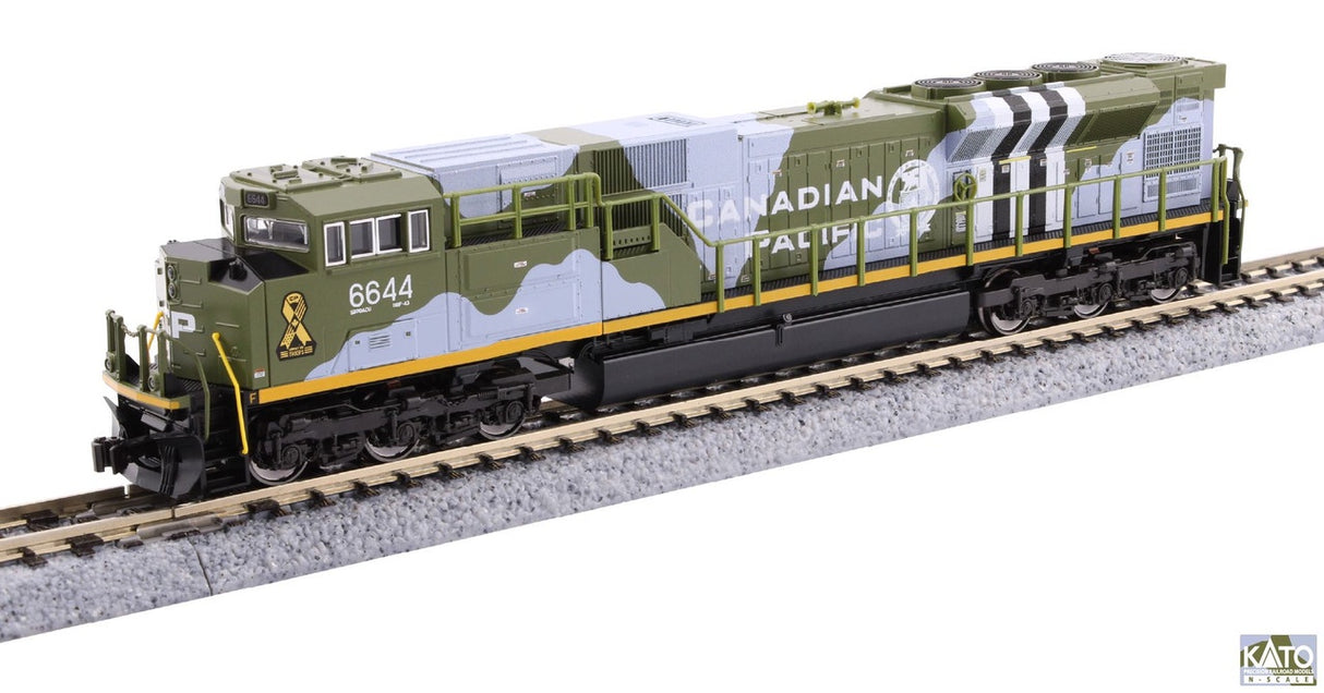 Kato 176-8540DCC N EMD SD70ACU - DCC Installed -- Canadian Pacific #6644 (Military Heritage, D Day, green camouflage)