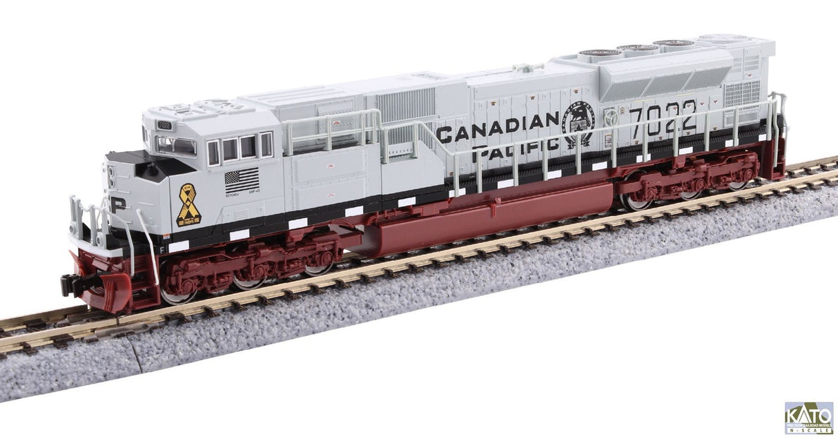Kato 176-8543DCC N EMD SD70ACU - DCC Installed -- Canadian Pacific #7022 (Military Heritage, Navy, gray, black, maroon, yellow