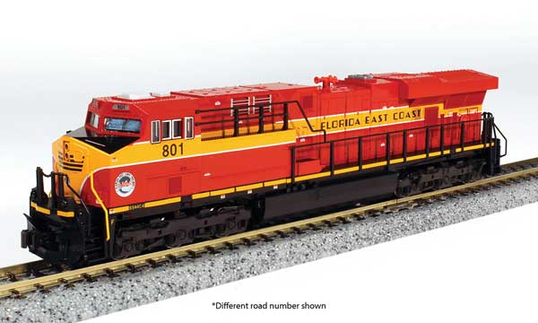 Kato GE ES44AC GEVO - Standard DC -- Florida East Coast #805 (red, yellow, black) - KAT1768947