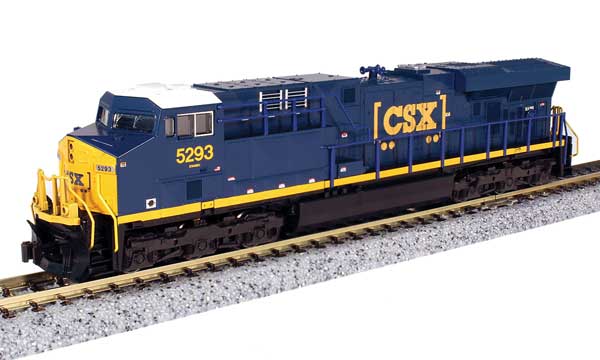 Kato N-Scale GE ES44AC GEVO - DCC -- CSX #5293 (blue, yellow, Boxcar Logo)