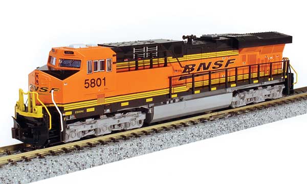 Kato GE ES44AC GEVO - Standard DC -- BNSF Railway #5801 (orange, black, Wedge Logo) - KAT1768952