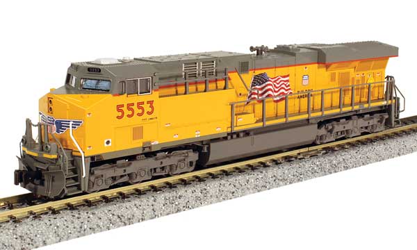 Kato N-Scale GE ES44AC GEVO - DCC-- Union Pacific #5553 (Armour Yellow, gray, US Flag, Building America Logo)