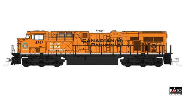 Kato N GE ES44AC GEVO - DCC -- Canadian Pacific #8757 (Every Child Matters, orange, black, white)