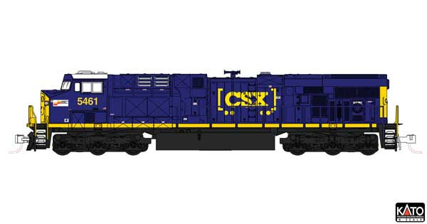 Kato N GE ES44AC GEVO - DCC -- CSX #5461 (blue, yellow, Boxcar Logo, Seaboard System Sticker)