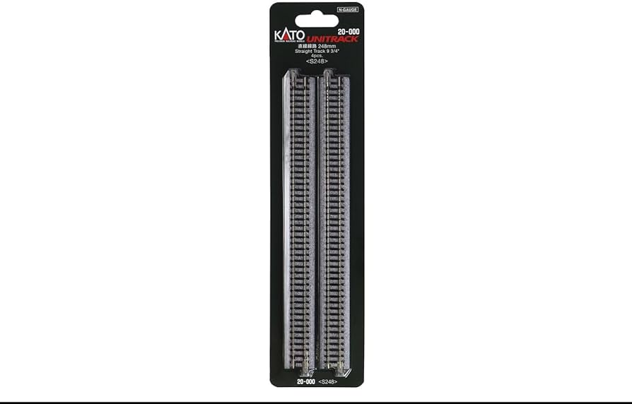 Kato Straight Roadbed Track Section - Unitrack -- 9-3/4" 24.8cm pkg(4) - KAT20000