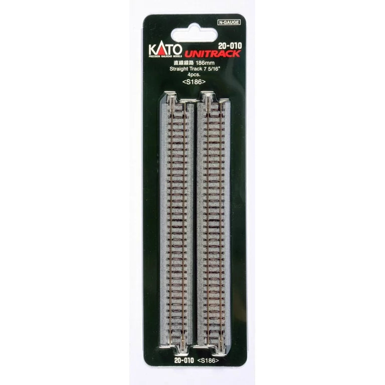 Kato Straight Roadbed Track Section - Unitrack -- 7-5/16" 18.6cm pkg(4) - KAT20010