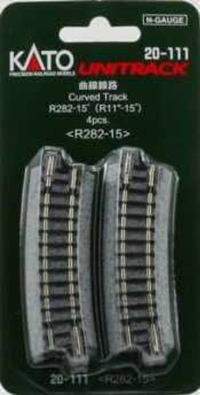 Kato Curved Roadbed Track Section - Unitrack -- 15-Degree, 11" 181mm Radius pkg(4) - KAT20111