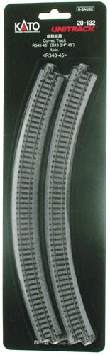 Kato Curved Roadbed Track Section - Unitrack -- 45-Degree, 13-3/4" 348mm Radius pkg(4) - KAT20132