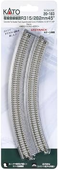 Kato Unitrack CT Double-Track Superelevated Curve -- 45 Degrees, 11/12-3/8" 28.2/31.5cm Radius - KAT20183