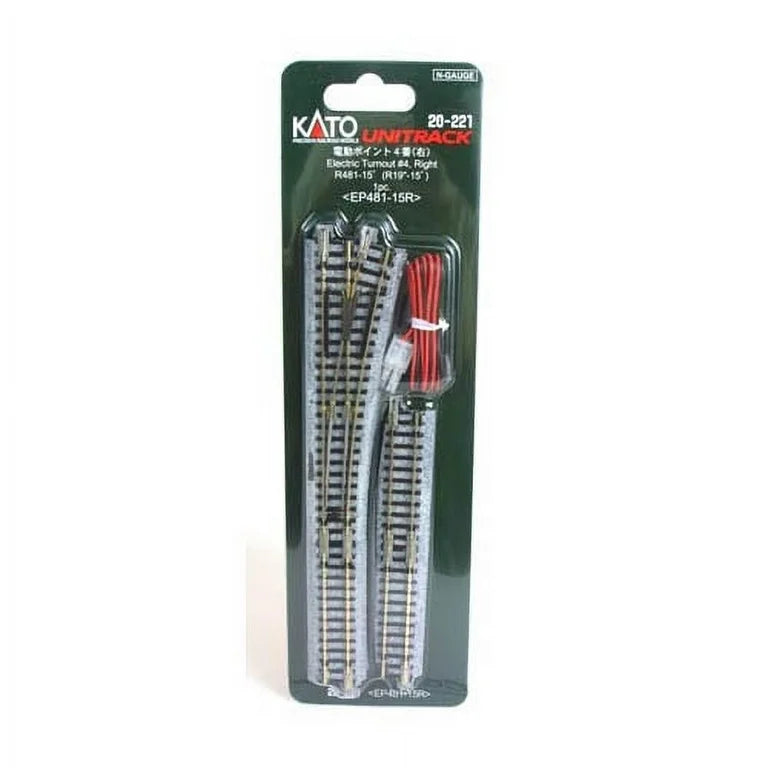 Kato #4 Electric (Remote) Turnout - Unitrack -- Right-Hand - KAT20221
